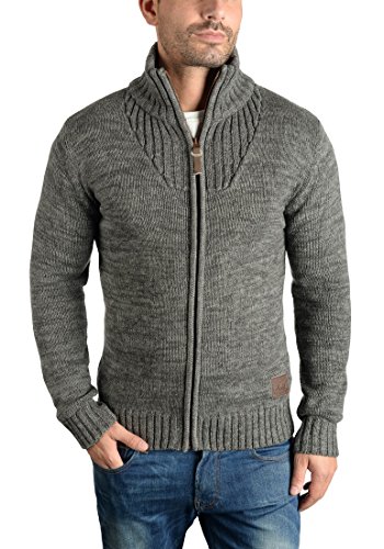 !Solid Pomeroy Herren Strickjacke Cardigan Grobstrick Winter Pullover mit Stehkragen, Größe:XXL, Farbe:Dark Grey (2890)